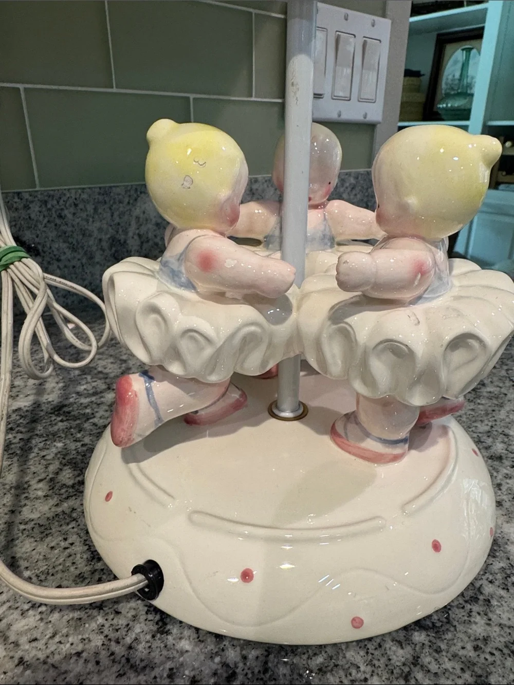 Vintage nursery or little girl bedroom lamp with three precious ballerinas!